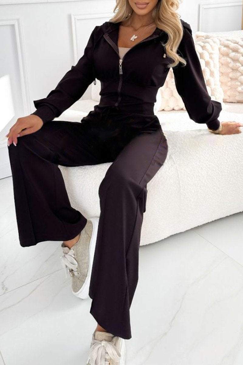 Women's Hooded Long-sleeved Casual Waist-hugging Suit